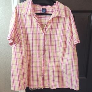 Basic Editions Pink and Yellow Checkered Shirt